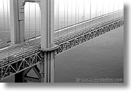 black and white, bridge, california, close, golden gate, golden gate bridge, horizontal, national landmarks, san francisco, west coast, western usa, photograph