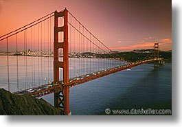 bridge, california, dawn, golden gate, golden gate bridge, horizontal, national landmarks, san francisco, west coast, western usa, photograph