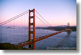 bridge, california, dusk, golden gate, golden gate bridge, horizontal, national landmarks, san francisco, west coast, western usa, photograph