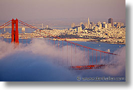 bridge, california, fog, golden gate, golden gate bridge, horizontal, national landmarks, san francisco, west coast, western usa, photograph