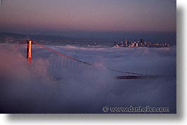 bridge, california, fog, golden gate, golden gate bridge, horizontal, national landmarks, san francisco, sunsets, west coast, western usa, photograph