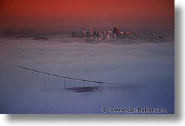 bridge, california, fog, golden gate, golden gate bridge, horizontal, national landmarks, san francisco, sunsets, west coast, western usa, photograph