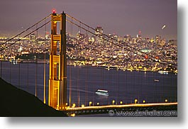 bridge, california, golden gate, golden gate bridge, horizontal, national landmarks, nite, san francisco, west coast, western usa, photograph