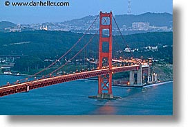 bridge, california, golden gate, golden gate bridge, horizontal, long exposure, national landmarks, nite, san francisco, twin peaks, west coast, western usa, photograph