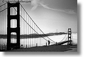 black and white, bridge, california, golden gate, golden gate bridge, horizontal, national landmarks, san francisco, silhouettes, west coast, western usa, photograph