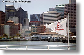 bridge, california, ferry, flags, gates, golden, golden gate, horizontal, national landmarks, san francisco, west coast, western usa, photograph