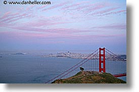 bridge, california, clouds, eve, evening, golden gate, golden gate bridge, horizontal, national landmarks, pink, san francisco, slow exposure, west coast, western usa, photograph