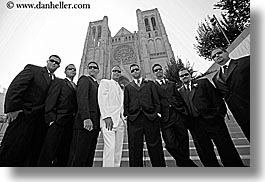 boys, buildings, california, churches, clothes, horizontal, men, people, religious, san francisco, structures, sunglasses, west coast, western usa, photograph