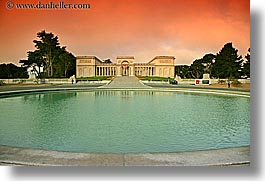 california, horizontal, legion of honor, museums, pond, san francisco, sunsets, west coast, western usa, photograph