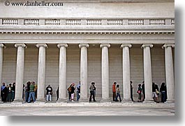 california, horizontal, legion of honor, lines, museums, people, pillars, san francisco, west coast, western usa, photograph