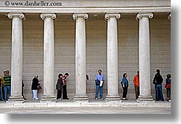 california, horizontal, legion of honor, lines, museums, people, pillars, san francisco, west coast, western usa, photograph