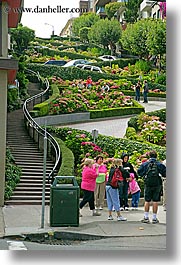 california, lombard, lombard street, san francisco, streets, tourists, vertical, west coast, western usa, photograph