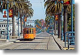 california, embarcadero, horizontal, san francisco, tram, west coast, western usa, photograph