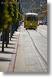 california, embarcadero, san francisco, tram, vertical, west coast, western usa, photograph