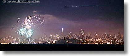 california, downtown, fireworks, horizontal, long exposure, nite, panoramic, san francisco, west coast, western usa, photograph