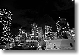 black and white, california, cities, horizontal, nite, san francisco, west coast, western usa, photograph