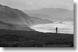 bay, black and white, california, fort, funston, horizontal, ocean, san francisco, west coast, western usa, photograph