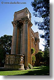 california, palace fine art, palace of fine art, pillars, san francisco, trees, vertical, west coast, western usa, photograph