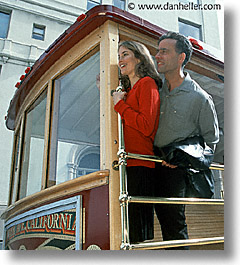 cable, cable car, california, couples, happy, men, people, san francisco, vertical, west coast, western usa, womens, photograph