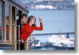 cable car, california, couples, happy, horizontal, men, people, san francisco, west coast, western usa, womens, photograph