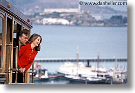 cable car, california, couples, happy, horizontal, men, people, san francisco, west coast, western usa, womens, photograph