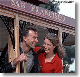 cable car, california, couples, fun, happy, men, people, san francisco, square format, west coast, western usa, womens, photograph