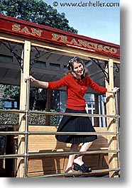 cable car, california, couples, happy, karina, men, people, san francisco, vertical, west coast, western usa, womens, photograph