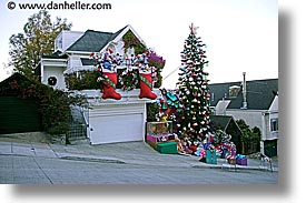 california, christmas, horizontal, houses, san francisco, west coast, western usa, photograph