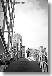 black and white, buildings, california, san francisco, stairs, vertical, west coast, western usa, yerba buena, photograph