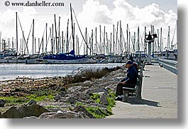 beaches, benches, california, couples, elderly, horizontal, paths, sailboats, santa barbara, west coast, western usa, photograph