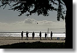 balls, beaches, california, horizontal, nature, ocean, santa barbara, silhouettes, volley, water, west coast, western usa, photograph