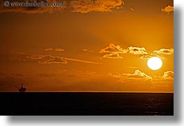 california, clouds, horizontal, nature, ocean, oil rig, oils, rigs, santa barbara, sky, structures, sun, sunsets, west coast, western usa, photograph