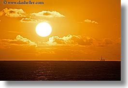 california, clouds, horizontal, nature, ocean, oil rig, oils, rigs, santa barbara, sky, structures, sun, sunsets, west coast, western usa, photograph