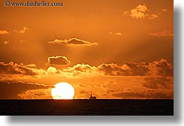 california, clouds, horizontal, nature, ocean, oil rig, oils, rigs, santa barbara, sky, structures, sun, sunsets, west coast, western usa, photograph