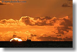 california, clouds, horizontal, nature, oil rig, santa barbara, sky, structures, sun, sunsets, west coast, western usa, photograph