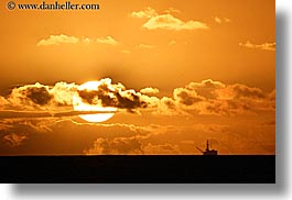 california, clouds, horizontal, nature, oil rig, santa barbara, sky, structures, sun, sunsets, west coast, western usa, photograph