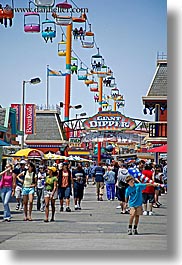 amusement park, boardwalk, california, crowds, dipper, giants, people, santa cruz, signs, vertical, west coast, western usa, photograph