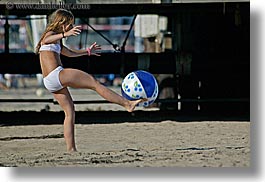 activities, allie, beaches, blonds, california, childrens, girls, horizontal, kick, kicking, people, santa cruz, west coast, western usa, photograph