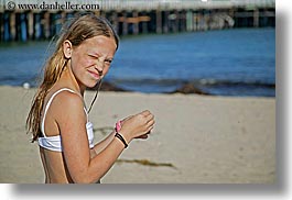 allie, beaches, blonds, california, childrens, emotions, girls, horizontal, people, santa cruz, smiles, west coast, western usa, wink, photograph