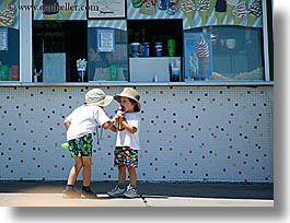 california, childrens, clothes, cream, girls, hats, horizontal, ice, people, santa cruz, toddlers, west coast, western usa, photograph