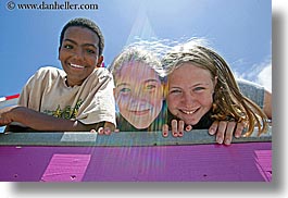 boys, california, childrens, colors, emotions, girls, happy, horizontal, people, perspective, pink, santa cruz, smiles, smiling, upview, west coast, western usa, photograph