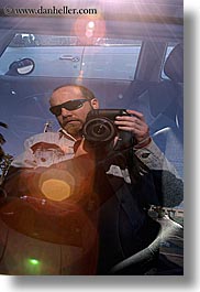 california, cameras, cars, men, people, santa cruz, self portrait, self-portrait, vertical, west coast, western usa, windows, photograph