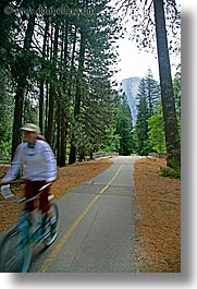 bicycles, bikes, california, jills, motion blur, paths, transportation, vertical, west coast, western usa, womens, yosemite, photograph