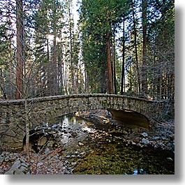 bridge, california, nature, over, square format, stream, structures, water, west coast, western usa, yosemite, photograph