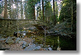bridge, california, horizontal, nature, over, stream, structures, water, west coast, western usa, yosemite, photograph