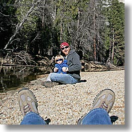 boys, california, childrens, clothes, fathers, feet, hats, jacks, men, people, square format, sunglasses, toddlers, west coast, western usa, yosemite, photograph