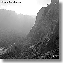 black and white, california, mountains, nature, square format, valley, valley view, west coast, western usa, yosemite, photograph