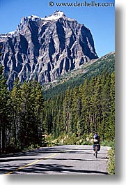 alberta, banff, canada, canadian rockies, cyclists, mountains, vertical, photograph