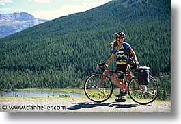 alberta, banff, canada, canadian rockies, cyclists, horizontal, mountains, photograph