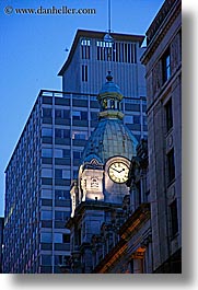 buildings, canada, clocks, towers, vancouver, vertical, photograph